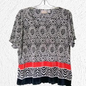 Alfred Dunner Micro-Pleated Short Sleeve Top 2X